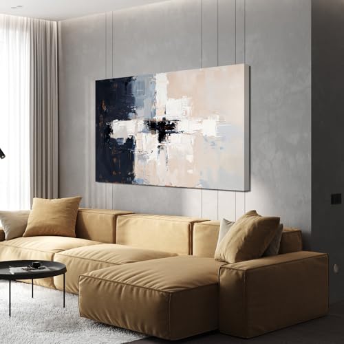 Modern Black and White Abstract Canvas Wall Art for Living Room 24" X 36"