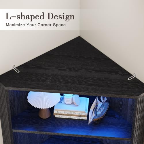71" Corner Bar Cabinet with Mini Fridge Space