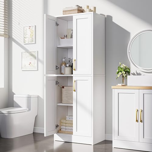 Pantry Kitchen Pantry Cabinet with 4 Doors and Adjustable Shelves