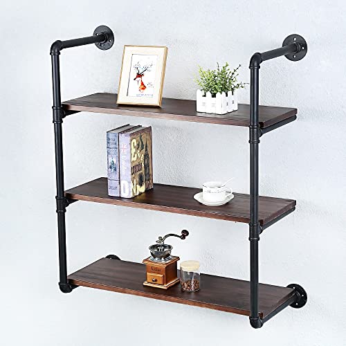 Industrial Pipe Shelves With Wood Planks