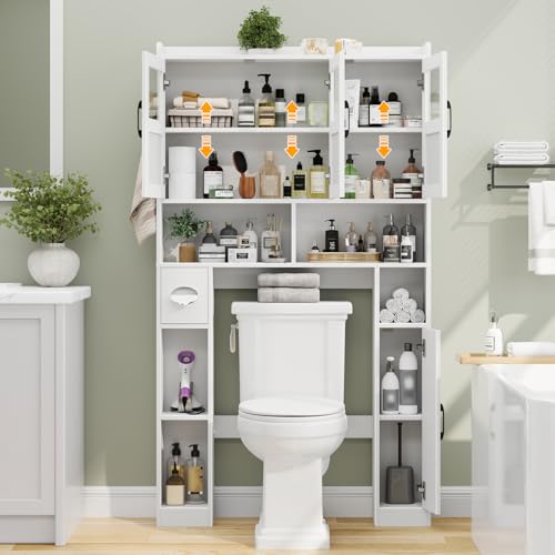 Farmhouse Over The Toilet Cabinet with 3 Acrylic Doors