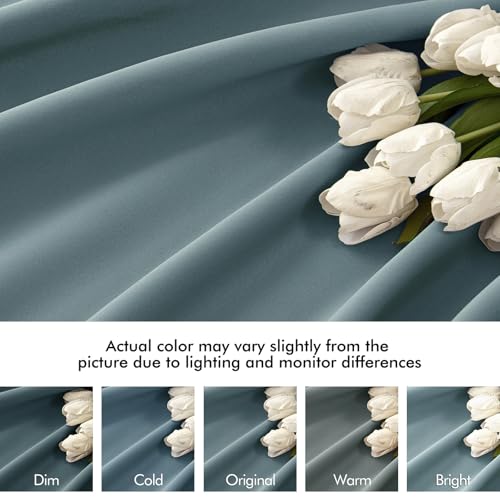 Greyish Blue Back Tab Blackout Curtains 52x72 Inches Long 2 Panels (2 Count)