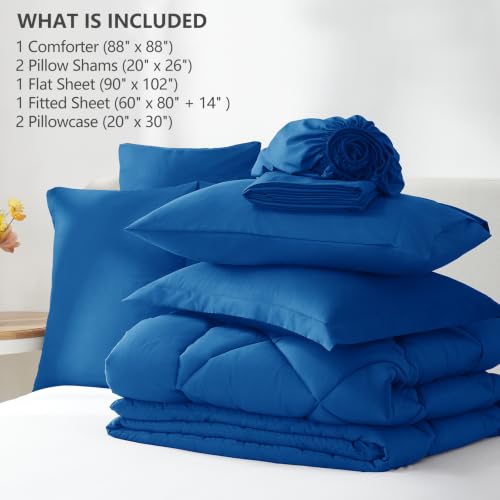 Queen Comforter Set 88"x88" Classic Blue