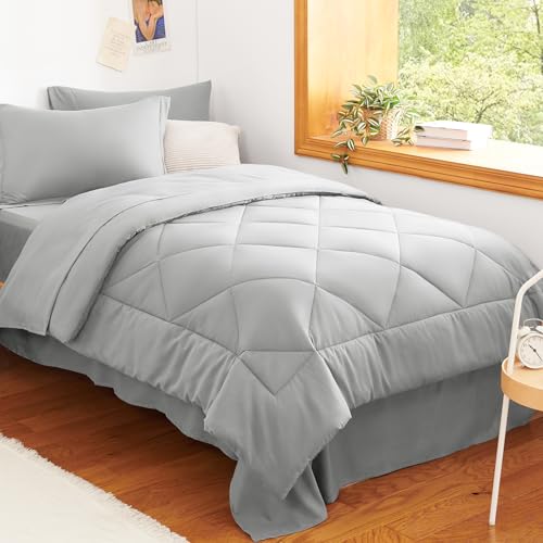 Twin XL Comforter Set 68"x88" Light Grey