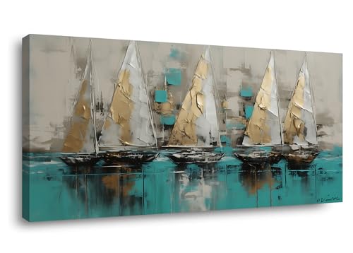 Framed canvas wall art Large Boats for living room Nature bedroom Decor Ocean landscape sailboat Canvas painting Ready to Hang Office Home Decoration sea poster Pictures