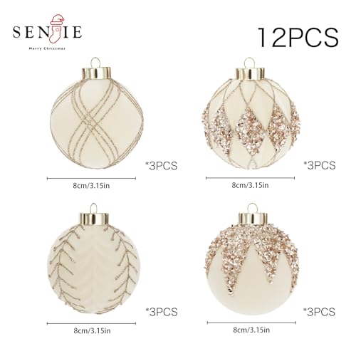3.15IN Velvet Ornaments for Christmas Tree (12 Count)