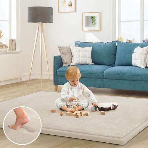 Baby Play Mat for Floor Nursery Rug Muscle Mat Area Rug Playroom Rug 79"x79" Playpen Mat Elastic Foam 1.3" Thick Crawling Mat for Babies