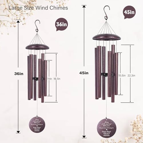 36" Large Deep Tone Personalized Sympathy Wind Chimes