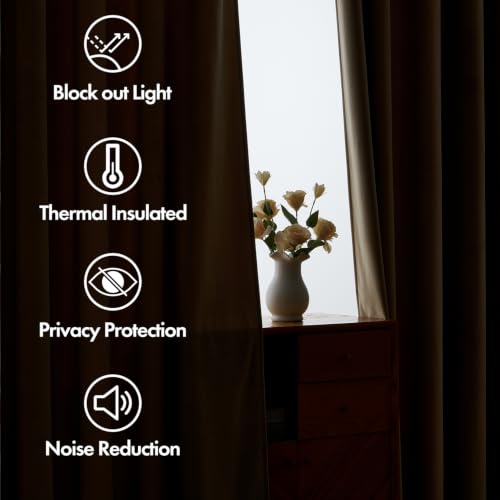 Beige Velvet Pinch Pleat Blackout Curtains W52 X L108 Inches