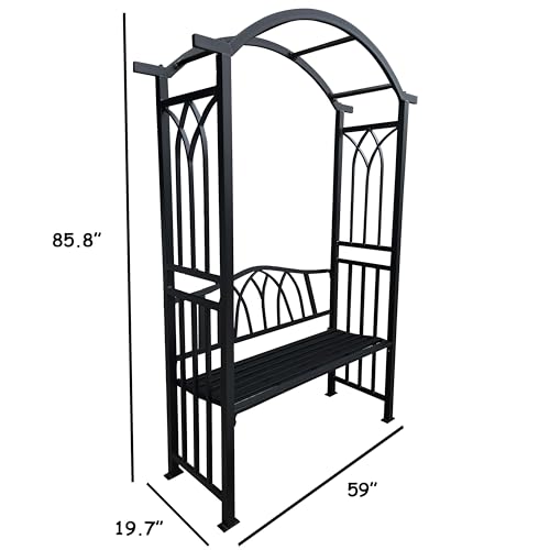 Black Aluminum Garden Arbor Arch with 2