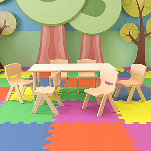 Natural 47.25x23.5 Activity Table Set with 6 Chairs (7 Count)