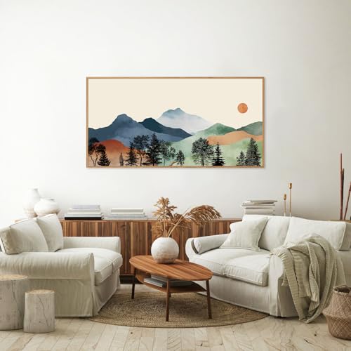 Boho Mountain Framed Canvas Wall Art