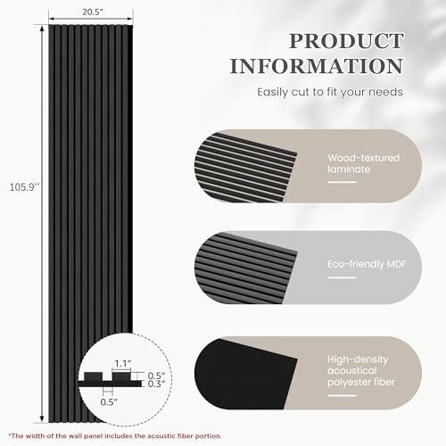 2 Pack 105.9" x 20.5" x 0.8" Acoustic Wall Panels Sound Absorbing (2 Count)