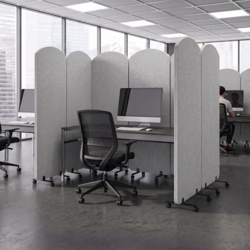 72 x 66 Inch 3 Panel Soundproof Room Divider with Wheels