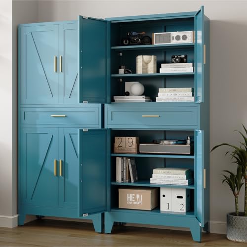 71 "Farmhouse Metal Filing Cabinet with a Drawer and 4 Adjustable Shelves