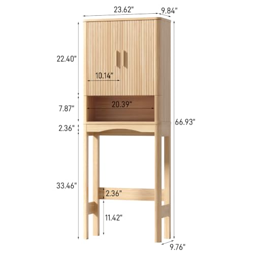 Farmhouse Over Toilet Storage Cabinet with 2 Fluted Doors