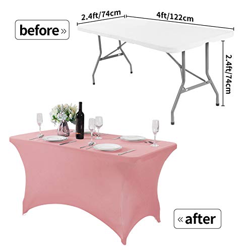 Spandex Table Cover for 4FT or 6ft or 8ft Table Universal Fitted Stretch Tablecloth for Party