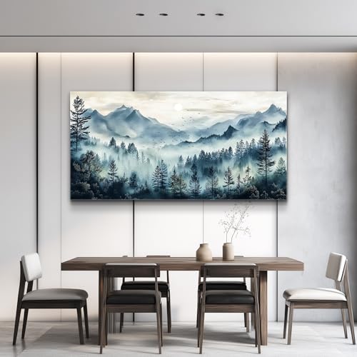 Canvas Wall Art For Living Room Large Wall Decor For Office Bedroom Decorations Foggy Forest Painting Artwork Room Wall Mural Aesthetic Home Decor 30x60 In