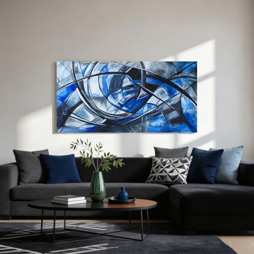 Abstract Wall Art Decor Wall Art Pictures for Living Room Abstract Canvas Art Wall Decor Modern Blue Wall Art Prints Artwork for Walls Black and White Wall Art Decorations Home Office Decor 20" X 40"