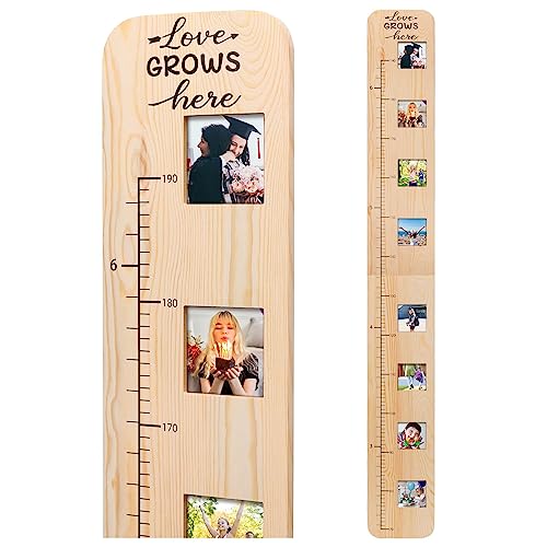 Solid Wood Growth Chart for Kids with Picture Frames