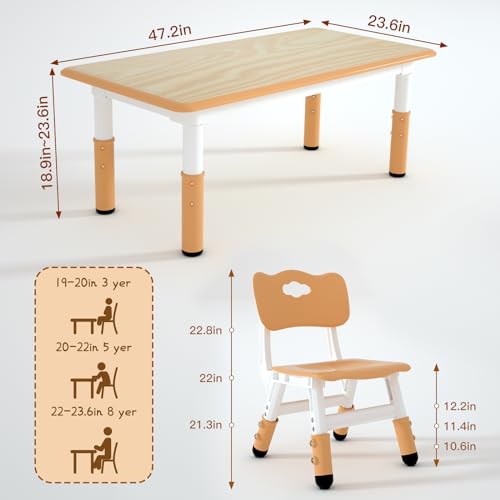 Kids Study Table and 6 Chairs Set