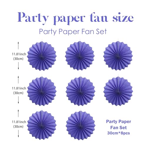 Purple Party Decorations Purple Paper Fans Bulk 16inch DIY Set