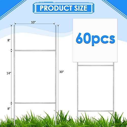 60 Pcs Heavy Duty Metal H Frame Yard Sign Wire Stakes 30'' x 10'' (60 Count)