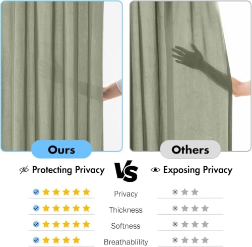 Sage Green Privacy Sheer Curtains 2 Panels 42W x 90L (2 Count)