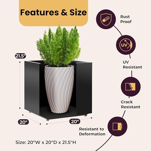 Large Cube Metal Outdoor Planter Box 20Wx20Dx21.5H