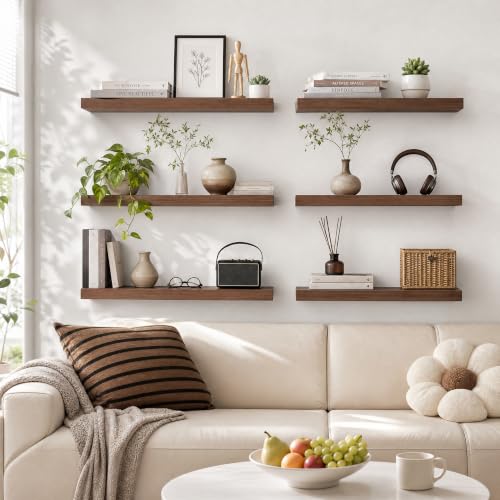 Floating Shelves 39.4" W x 9.3" D Walnut Set of 2 (2 Count)