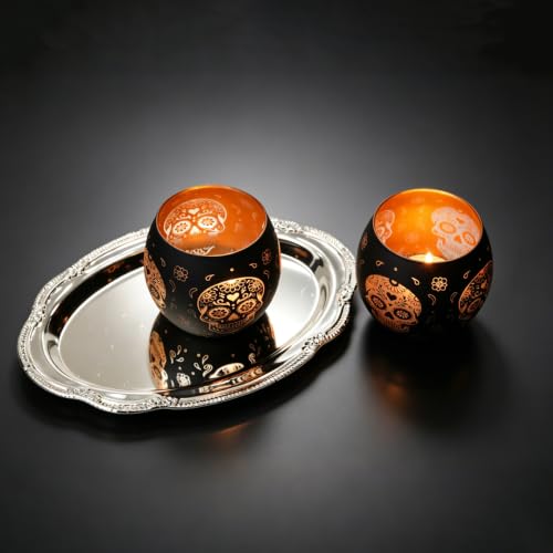 Day of Dead Skull Glass Votive Set (4 Count)