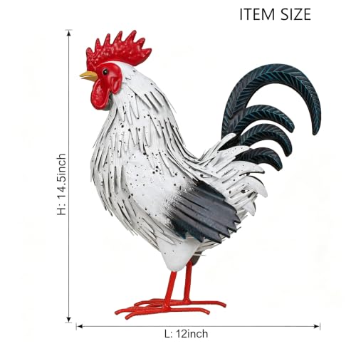 Rooster Garden Statue Sculpture Metal Chicken Yard Decor Outdoor Figurines Patio Backyard Decoration