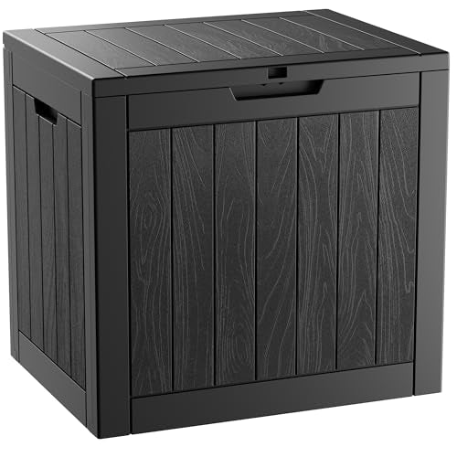 Deck Box 35 Gallon Resin Indoor and Outdoor Storage Boxes Waterproof for Garden Tools