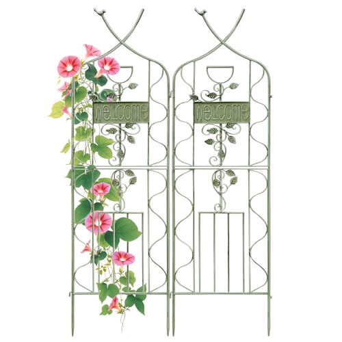 59.5 x 36in Rustic Iron Arch Decoration Garden Trellis with Metal Coating