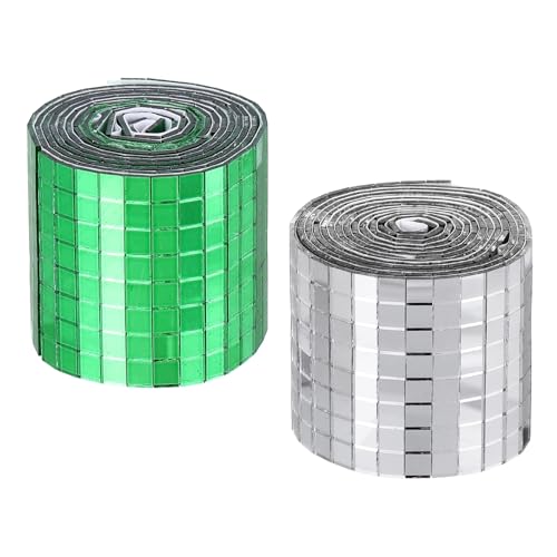 Self Adhesive Glass Mirror Mosaic Tiles 3200 Pcs 5 x 5 mm Disco Tiles for Craft Decoration Glass Mirror Disco Ball 2 Rolls (2 Count)