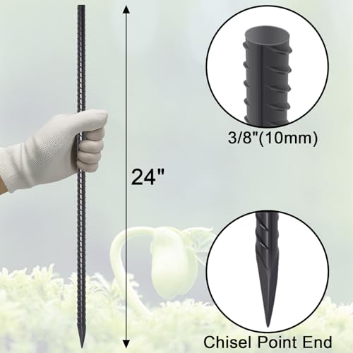 Straight Rebar Stakes 24 Inch Ground Concrete Form Stakes Heavy Duty (16 Count)