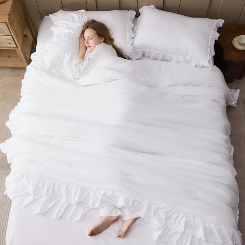 White Ruffle California King Comforter Set (3 Count)
