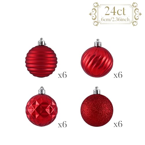 24ct Christmas Ornaments Tree Decorations Set 2.36 Inch (24 Count)