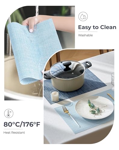 Soft Sky Blue Woven Placemats Set of 4 (3.2 Count)