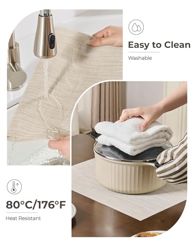 Beige White Placemats Set of 16 (16 Count)