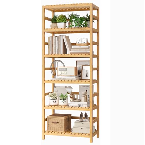6 Tier Bamboo Shelf with Adjustable Shelves (6 Count)