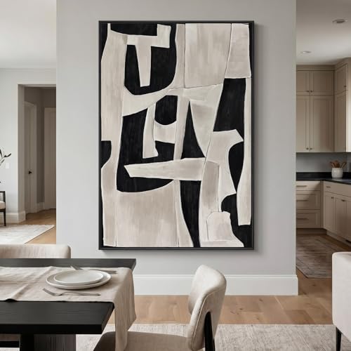 Extra Large Framed Black White Abstract Wall Art for Living Room