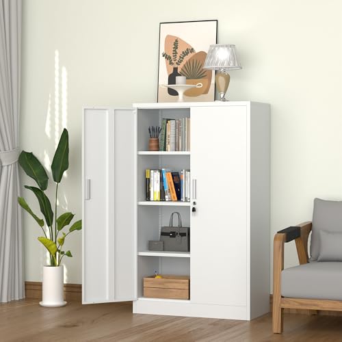 Metal Storage Cabinet with Locking Doors and Adjustable Shelves