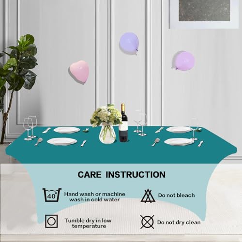 2 Pack 4FT Table Cloth for Rectangular Spandex Lake Blue Cover (2 Count)
