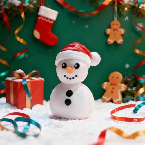Christmas Snowman Figurines Cute Finger Statue Sculpture Decorations Indoor Cartoon Snowman Ornaments Christmas Desktop Decor Winter Tabletop Statue for Xmas Party Home Decoration