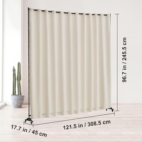 Room Divider Portable Panel Room Divider with Wheels Curtain Divider Stand