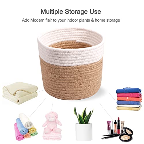 11" Cotton Rope Plant Basket Modern Woven Baskets 11"x 11"