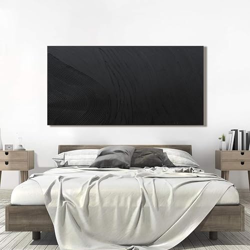 Canvas Wall Art Decor Large Artwork Modern Black Wall Art Black Silence Wall Art Painting Decorations Canvas Art Wall Decor Wall Art Prints for Room Living Room Bedroom Office Decor 29"X58"