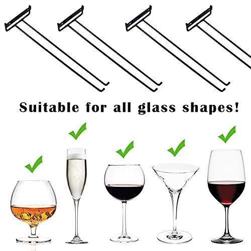 4 Packs 12 Inch Wine Glass Racks Cup Wall Mounted Stemware Hanging Wine Glasses Holder Under Cabinet Wire Wine Decor Racks (4 Count)