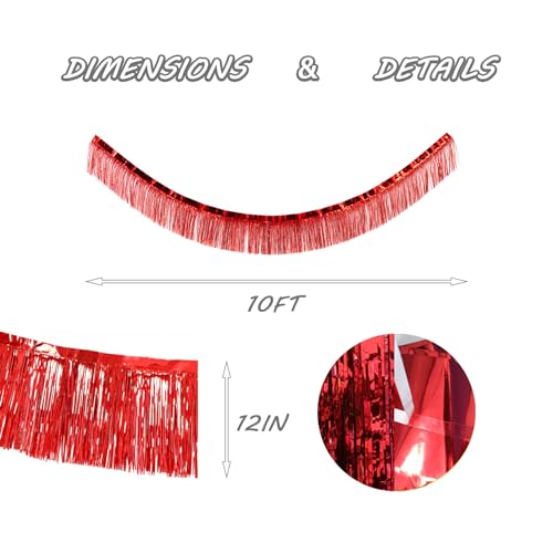 Red Foil Fringe Garland 10FT 6packs for Parade Float Decorations (60 Foot)